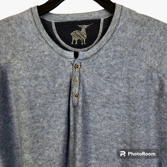 Raffi Mens 2-in-1 Reversible Long Sleeve Henley Shirt Size Large - Picture 5 of 13